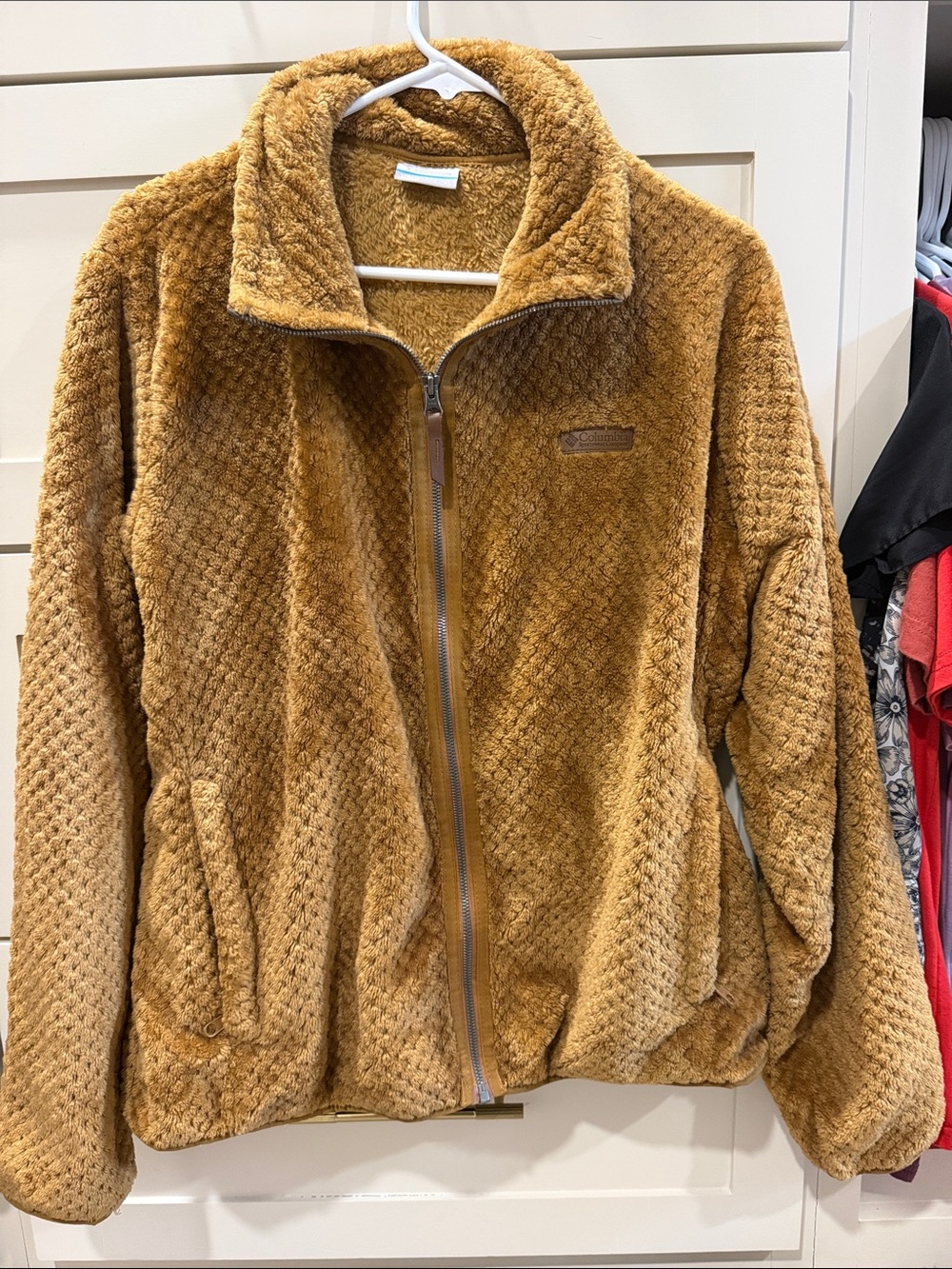 Plush Full-Zip Teddy Jacket in Camel Brown